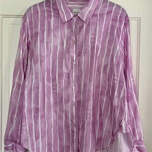 NIC+ZOE Lavender and White Striped Shirt